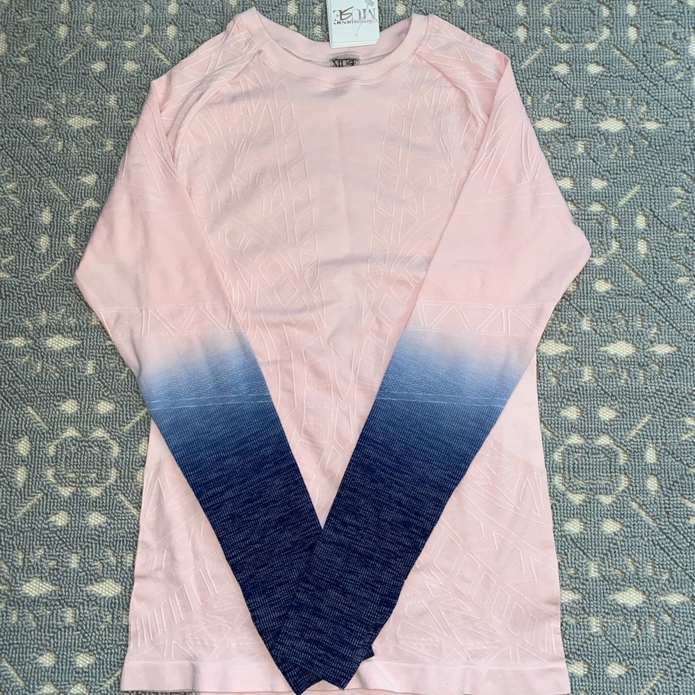 Climawear Pink and Blue Long Sleeve Fitted T-Shirt